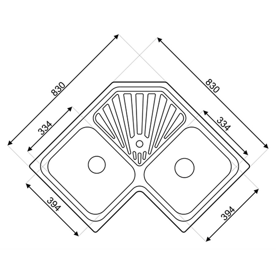 additioanl image for  Asil 2 Bowl Sink Corner 83 x 83.0cms 