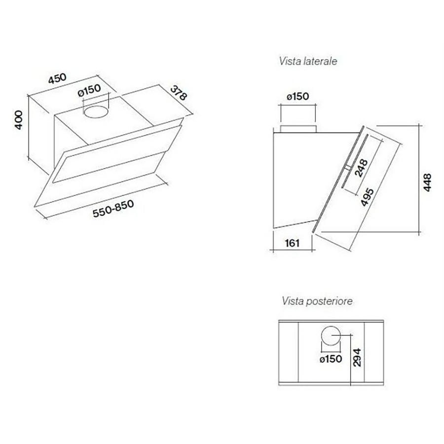 additioanl image for  Falmec Hood Verso Black Glass 55cm 
