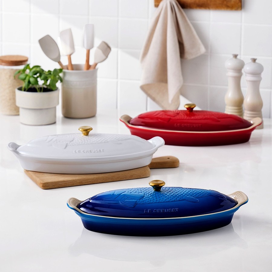 additioanl image for  Le Creuset Heritage Fish Dish Azure Blue 