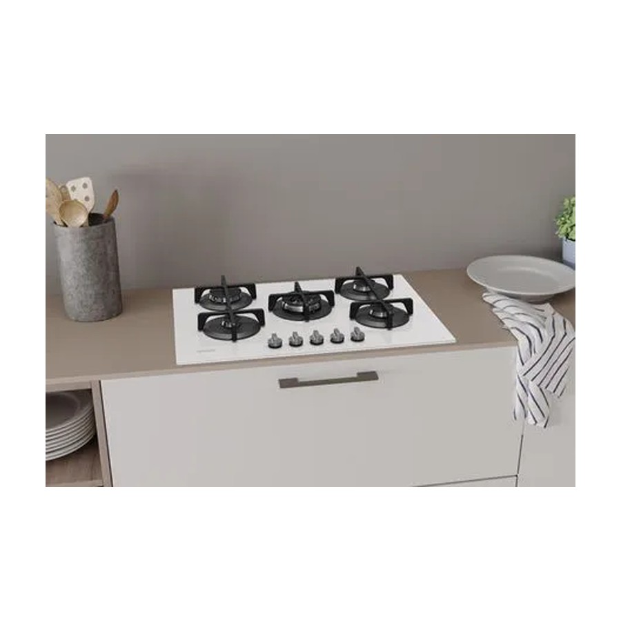 additioanl image for  Indesit Gas Hob 5 Burners White Glass 