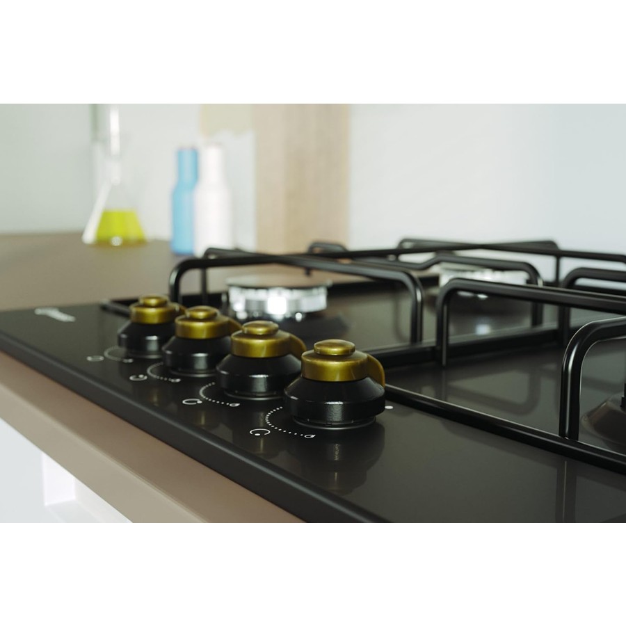 additioanl image for  Indesit Gas Hob 4 Burners Black Glass 
