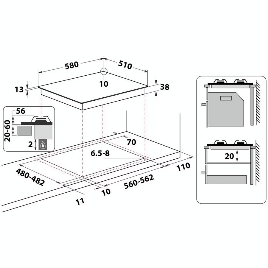 additioanl image for  Indesit Hob Gas 4 Burners Oat Finish 