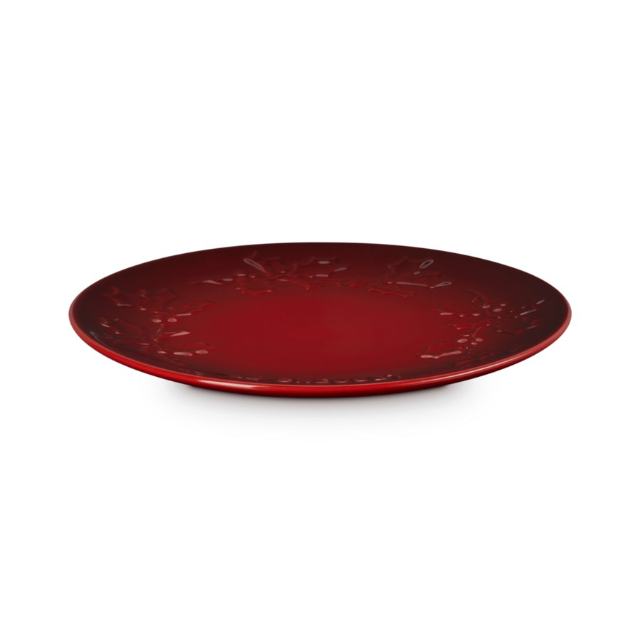 additioanl image for  Le Creuset Holly Relief Plate Cerise19cm 
