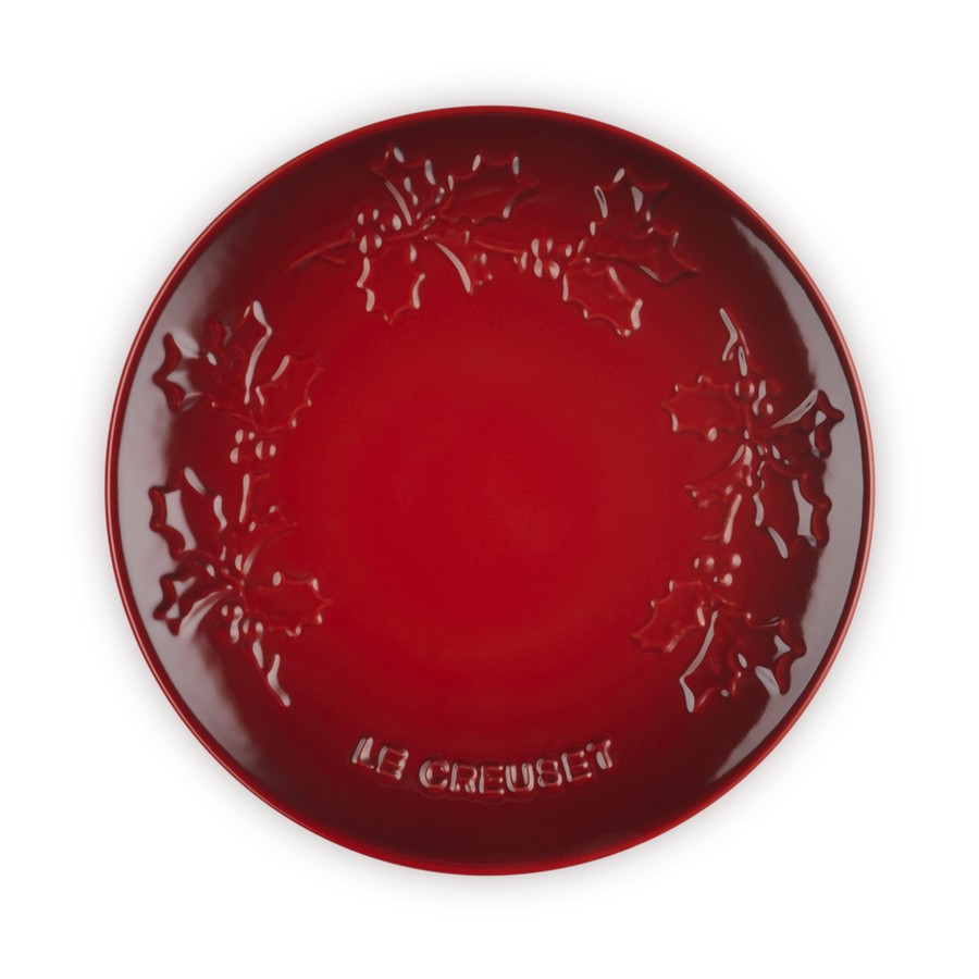 additioanl image for  Le Creuset Holly Relief Plate Cerise19cm 