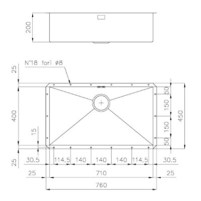 additioanl image for  Foster Sink Quadra S/Steel UM 76 x 45 cm 