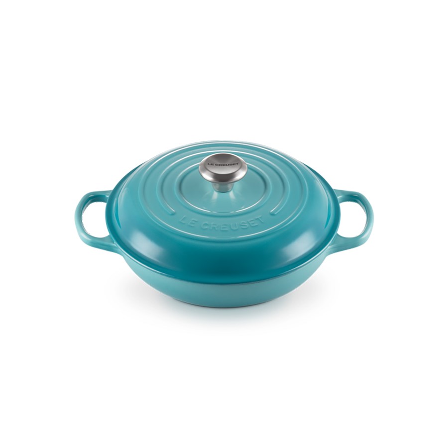 additioanl image for  Le Creuset Shallow Sign. Braiser Teal 