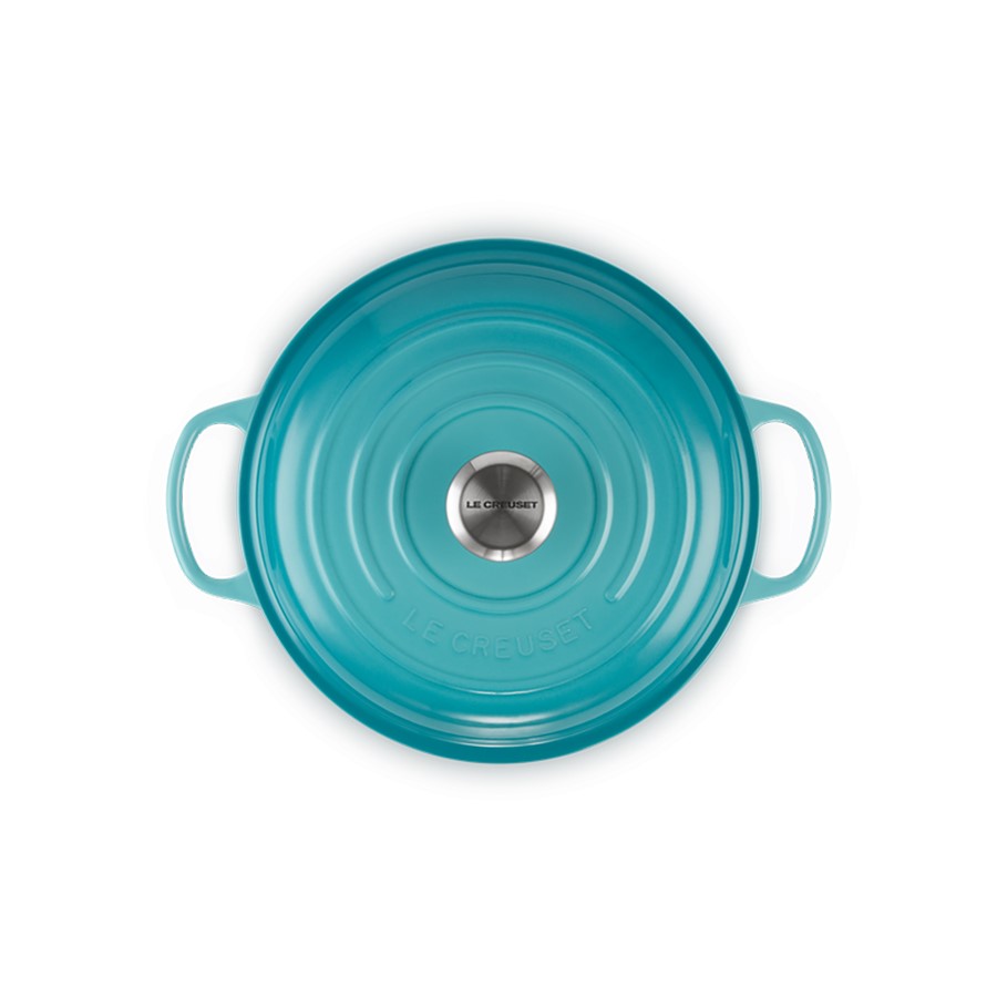 additioanl image for  Le Creuset Shallow Sign. Braiser Teal 
