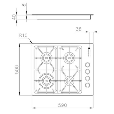 additioanl image for  Foster Cooker hob ProfessionaleS/S 59x50 