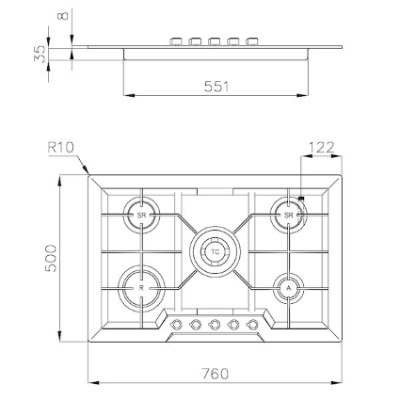 additioanl image for  Foster Cooker hob Elettra St/St 76x50 