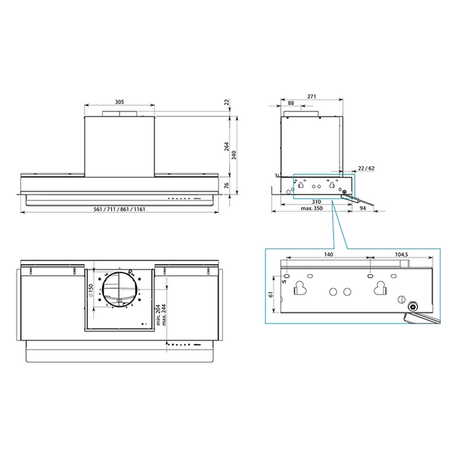 additioanl image for  Falmec Hood Virgola Touch S/Steel 75 cm 