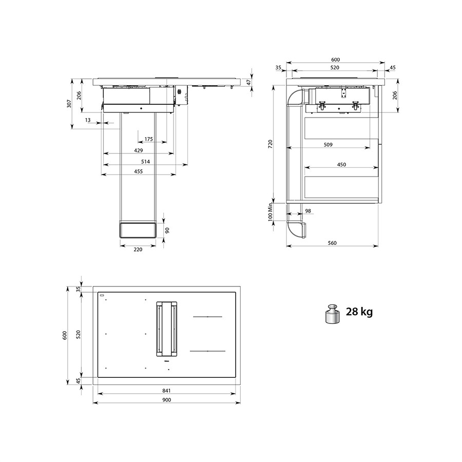 additioanl image for  Falmec Hood Zero Black 84 cm 600 m3/h 