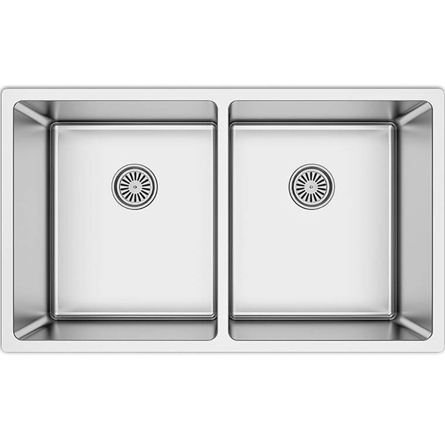 product image Asil 2 Bowl Sink 74 x 44 cm NO Drain Drawn Brushed