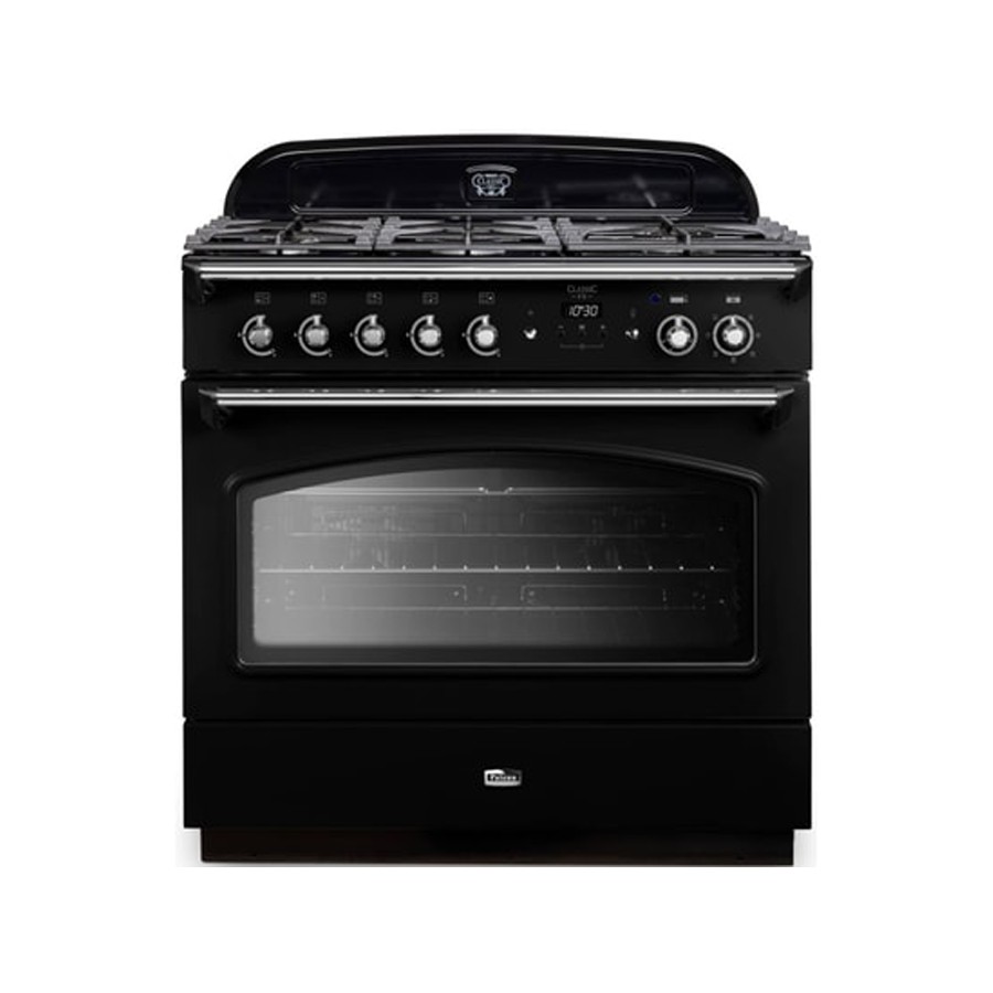 product image Falcon Class FX 90 Dual Fuel Blk with Chrome trim 
H 90.5/93.0cm x W 90.0cm x D 60.7/60.9cm