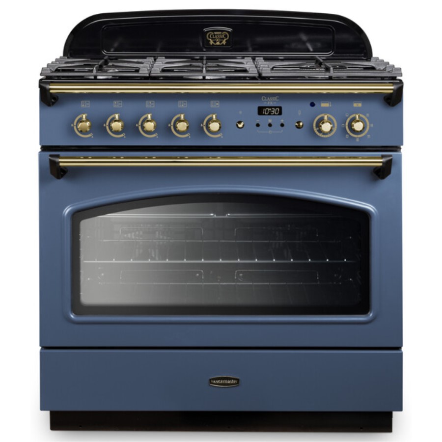 product image RangeM Class FX 90 DF Stone Blue/Brass H 91.2/93.0 cm x W 90.0 cm x D 60.8 cm