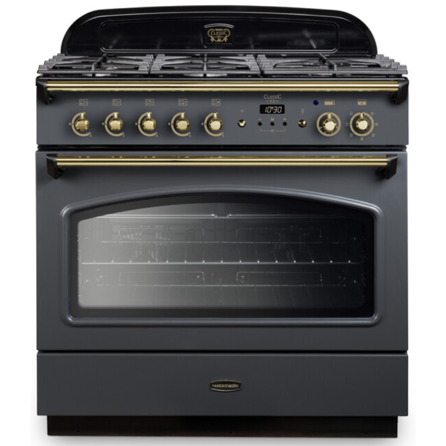 product image RangeM Cooker FX90 Dual Feul Slate/Brass H 91.4/93.0 cm x W 90.0 cm x D 60.8 cm