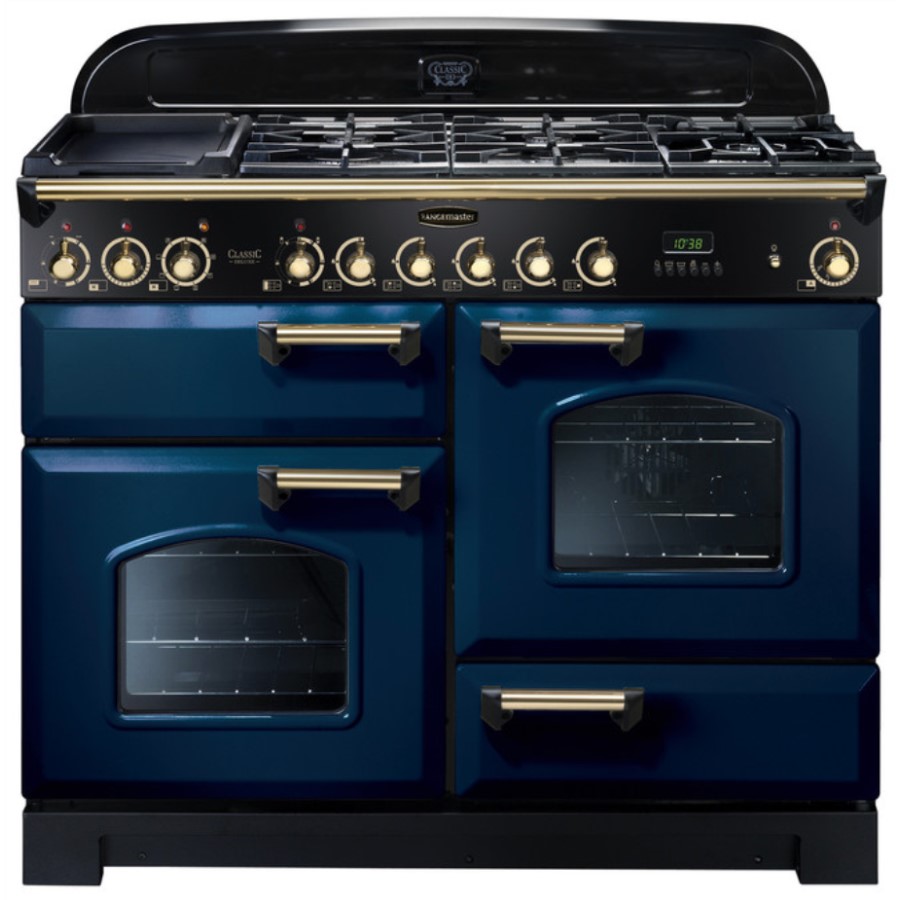 product image RangeMaster DL 110 Dual Fuel Blue Brass H 90.5/93.0 cm x W 109.2 cm x D 60.8 cm