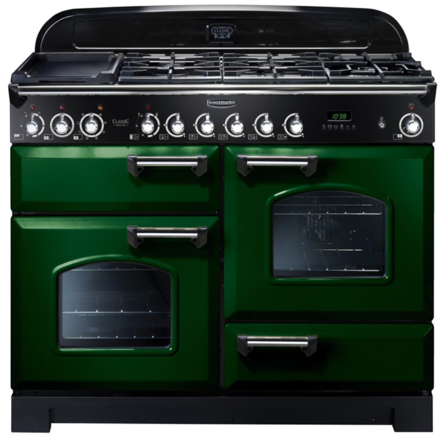 product image RangeMaster DL 110 D/Fuel Green Chrome H 90.5/93.0 cm x W 109.2 cm x D 60.8 cm
