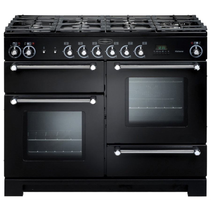 product image RangeM Kitchener 110 DF Black Chrome H 90.5 / 93.0 cm x W 109.2 cm x D 60.4 cm
