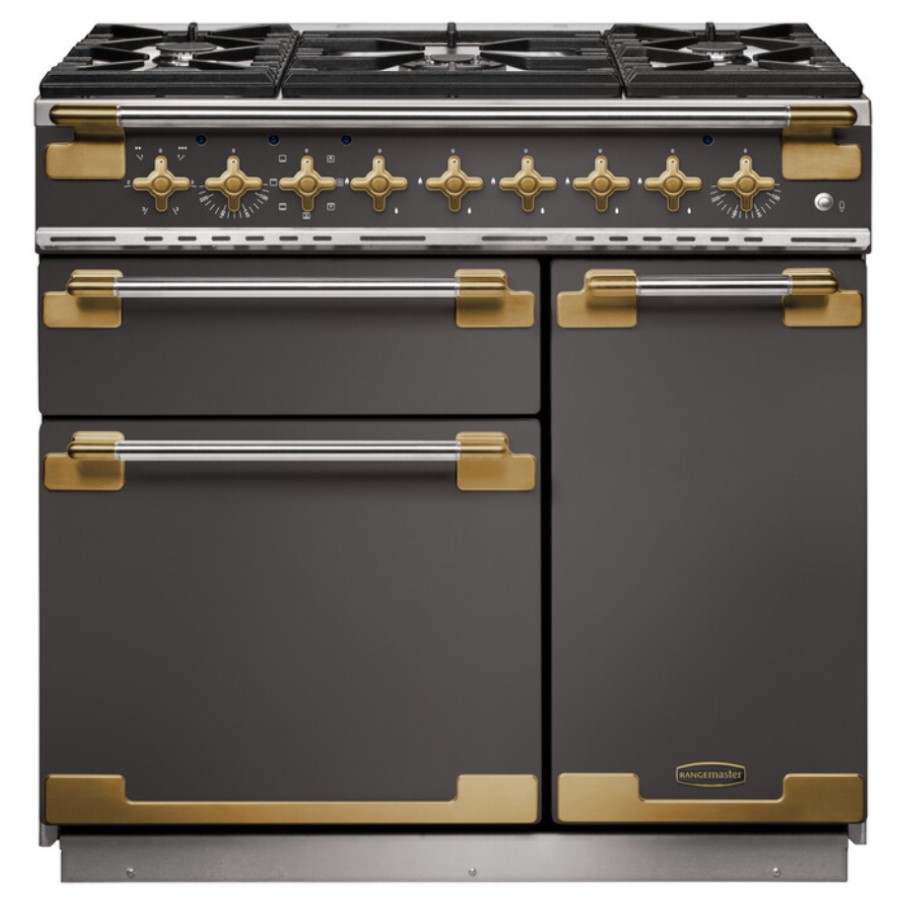 product image RangeM Elise 90 DF Slate Antique Brass G H 91.0 / 93.5 cm x W 90.0 cm x D 59.8 cm