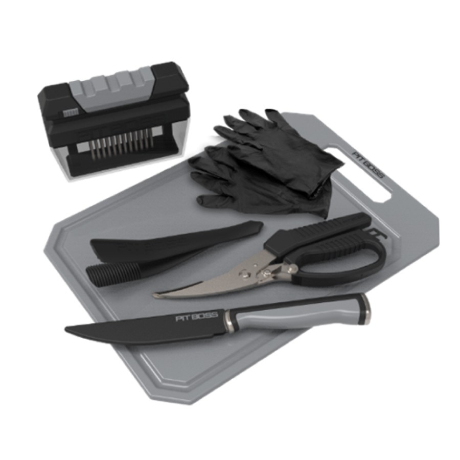product image Pit Boss Food Preparation Kit (incl.: Tenderizer, Rib Membrane Remover, 10pk Disposable Nitrile Gloves, Cutting Board 25.40 cm x 35.60 cm, Trimming Knife 12.70 cm, Bone Shears)