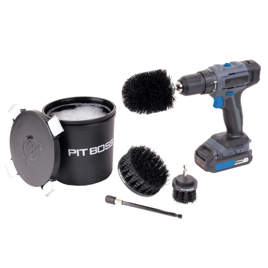 product image Pit Boss Grill Cleaning Kit Drill Cleaning Attachments w/Bucket (Incl.: Bucket, x3 Brush Attachments, 1 Drill Bit Extender)