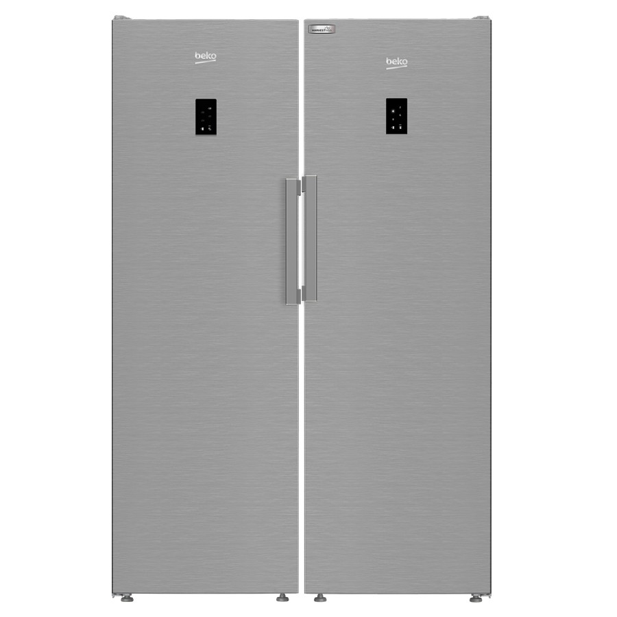 product image Beko Larder Side By Side 185x60cm Silver B3RMFNE314XB 
Beko Larder Freezer No Frost Silver 286L 
B3RMLNE444HXB 
Beko Larder Fridge No Frost Silver 365 L