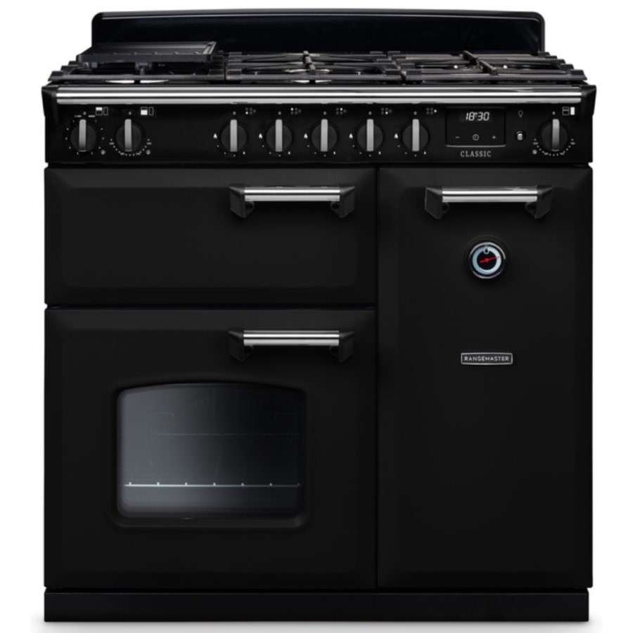 product image RangeM Classic Dual Fuel Blk/Chrome 90cm H 89.5 / 93.5 cm x W 90.0 cm x D 61.7 cm