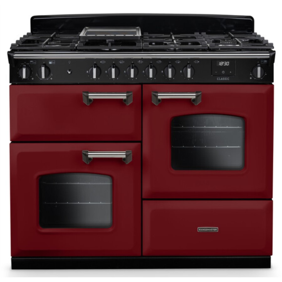 product image RangeM Dual Fuel Bordeaux/Chrome 110 cm H 89.50 / 93.50 cm x W 109.20 cm x D 61.70 cm