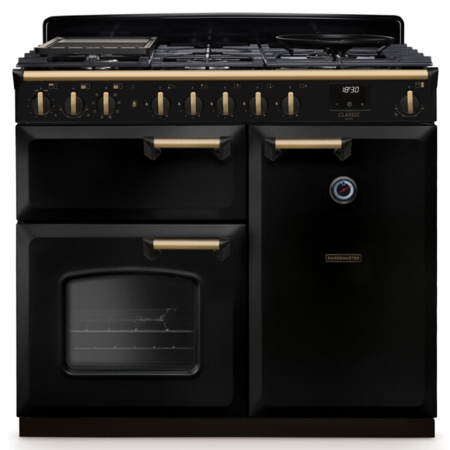 product image RangeM Dual Fuel Black/Brass 100 cm H 89.50 / 93.50 cm x W 99.40 cm x D 61.70 cm