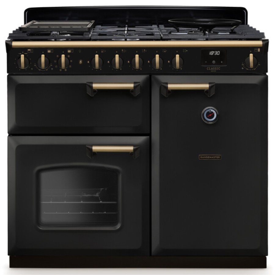 product image RangeM Dual Fuel Black/Brass 100 cm H 89.50 / 93.50 cm x W 99.40 cm x D 61.70 cm
