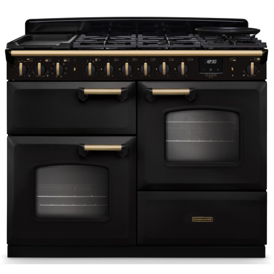 product image RangeM Dual Fuel Black/Brass 110 cm H 89.5 / 93.5 cm x W 109.2 cm x D 61.7 cm