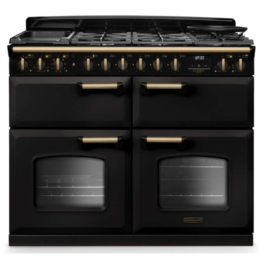 product image RangeM Dual Fuel Black/Brass 110 cm H 89.5 / 93.5 cm x W 109.2 cm x D 61.70  cm