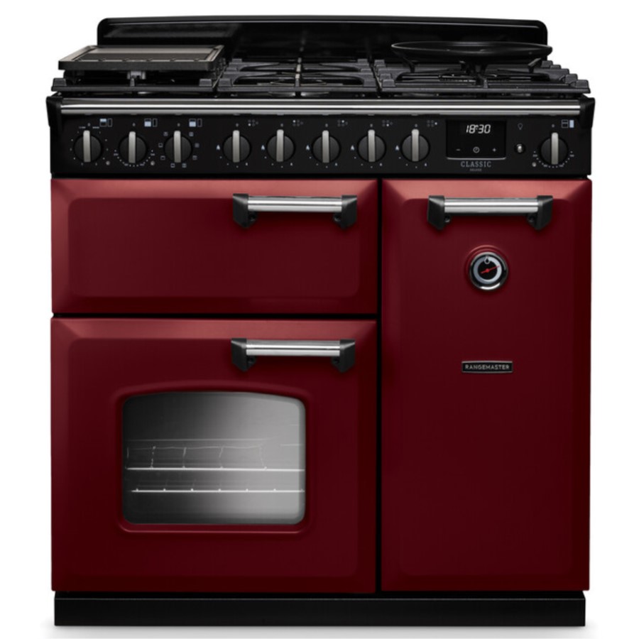 product image RangeM Dual Fuel Bordeaux/Chrome 90 cm H 89.5 / 93.5 cm x W 90.00 cm x D 61.70 cm