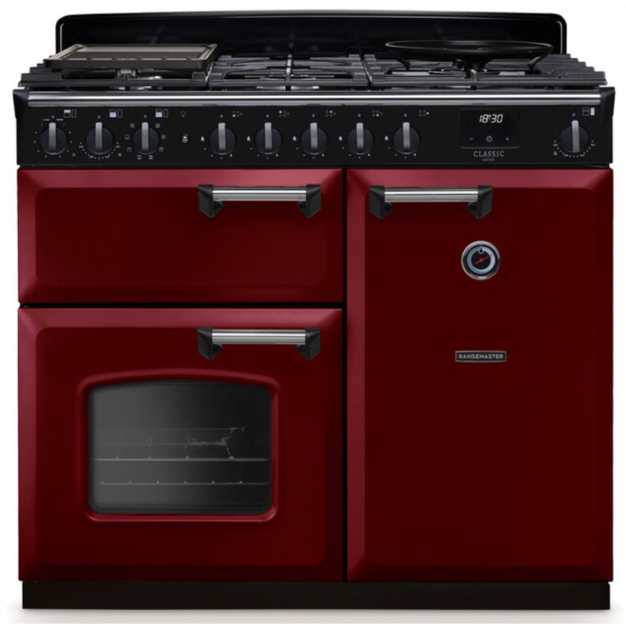 product image RangeM Dual Fuel Bordeaux/Chrome 100 cm H 89.5 / 93.5 cm x W 99.40 cm x D 61.70 cm