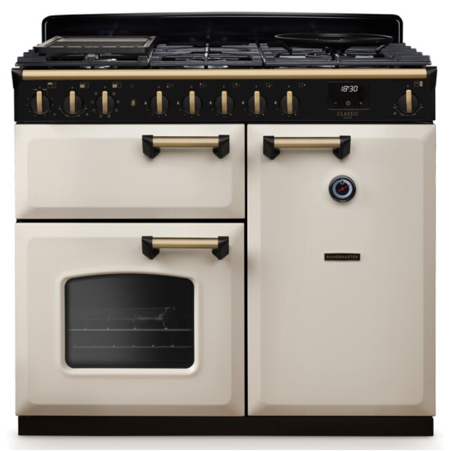 product image RangeM Dual Fuel Cream/Brass 100 cm H 89.5 / 93.5 cm x W 99.40 cm x D 61.70 cm