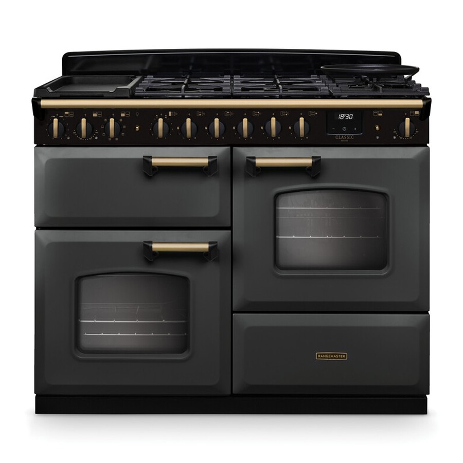 product image RangeM Dual Fuel Slate Brass 110 cm H 89.50 / 93.50 cm x W 109.20 cm x D 61.70 cm