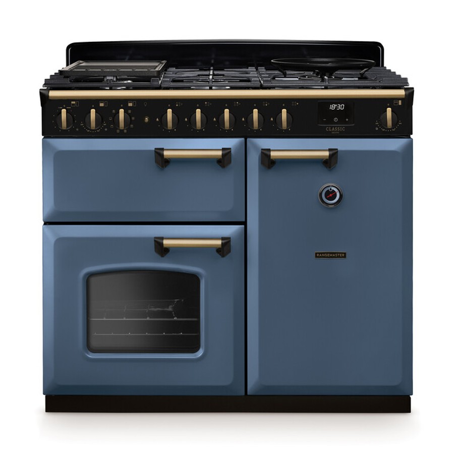 product image RangeM Dual Fuel Blue/Brass 100 cm H 89.50 / 93.50 cm x W 99.40 cm x D 66.60 cm