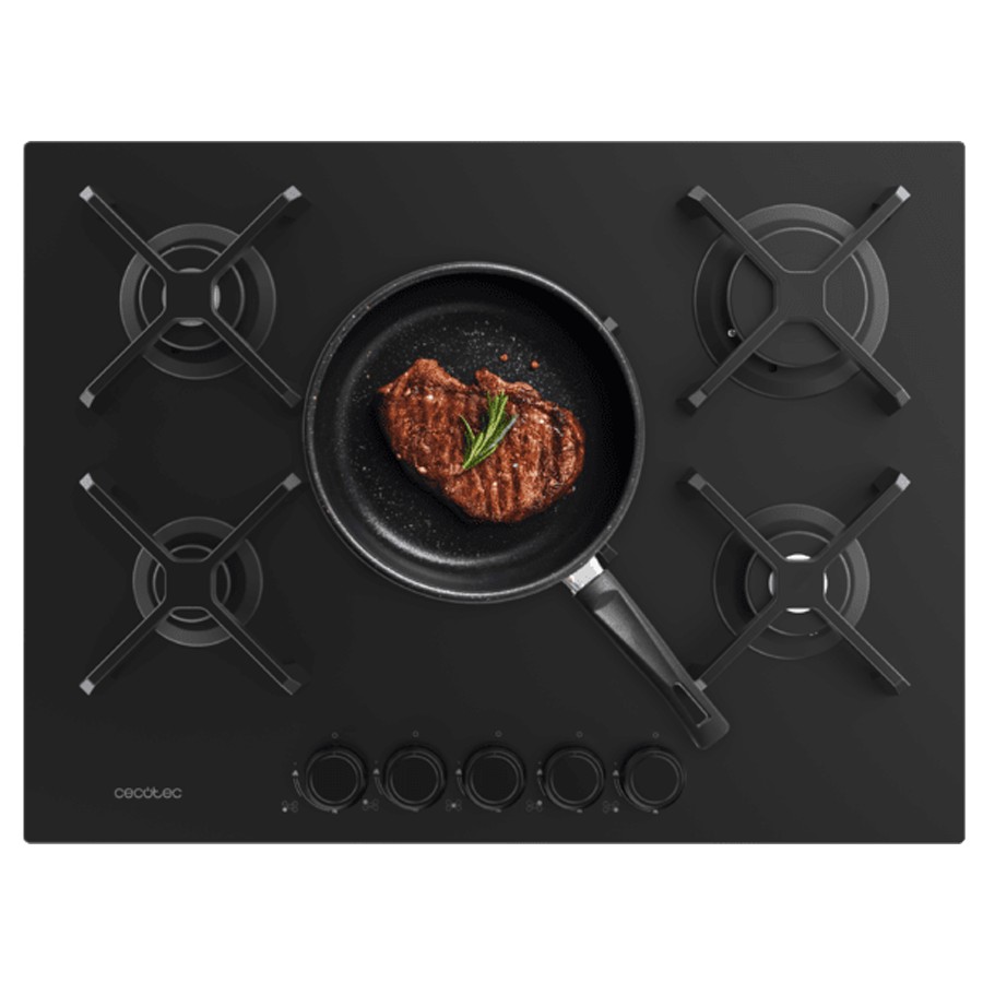 product image Cecotec Hob Gas 5 Burner Black H 10.30cm x W 68.50cm x D 51.00cm