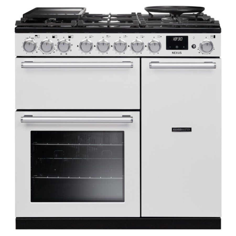 product image RangeM Dual Fuel Cooker White 90cm H 89.50 / 93.50 cm x W 90.00 cm x D 60.40 cm