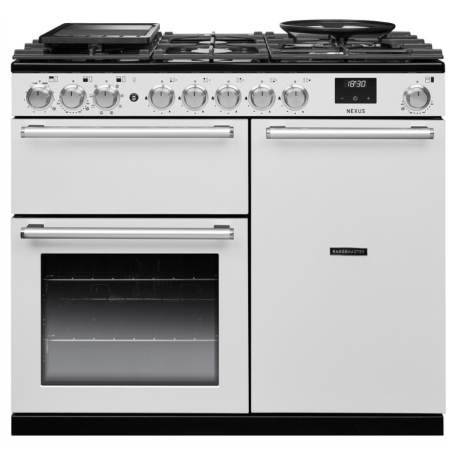 product image RangeM Dual Fuel Cooker White 100cm H 89.50 / 93.50 cm x W 99.40 cm x D 60.40 cm