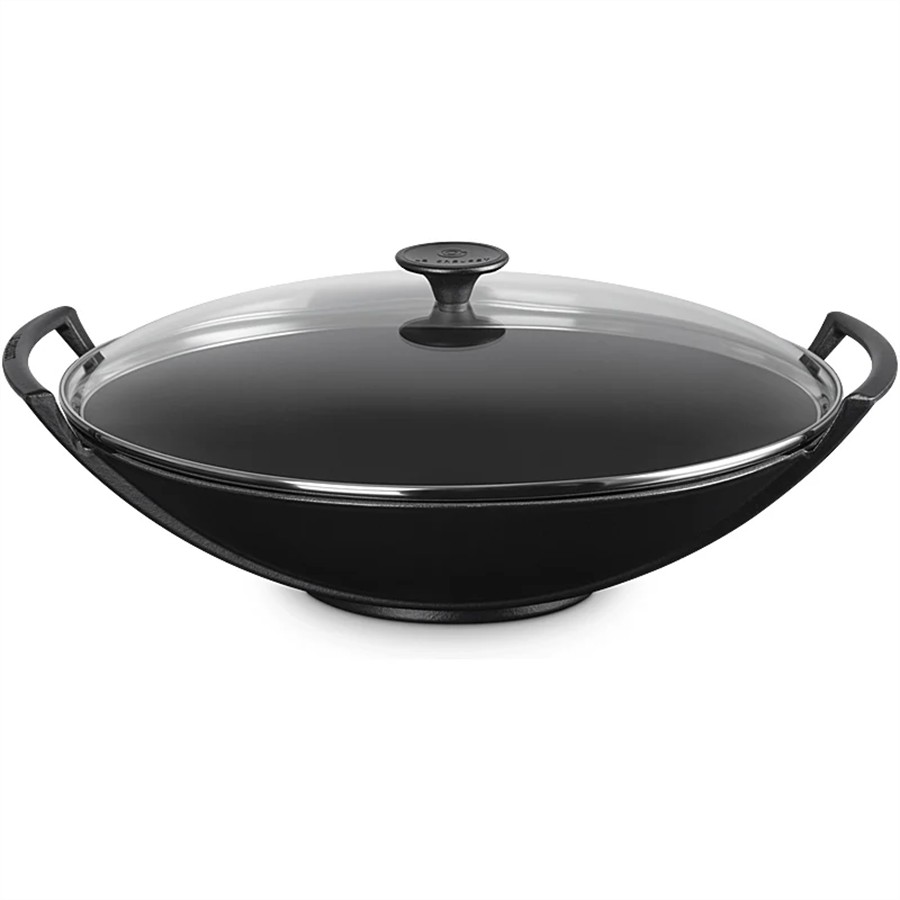 Le Creuset Wok Glass Lid Satin Blk 36 cm Image