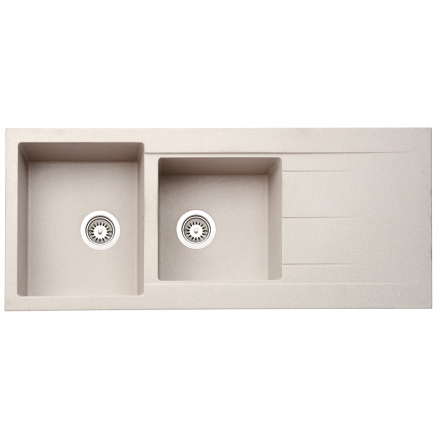 product image Asil 2 Bowl Sink White Granite 50x116cm 