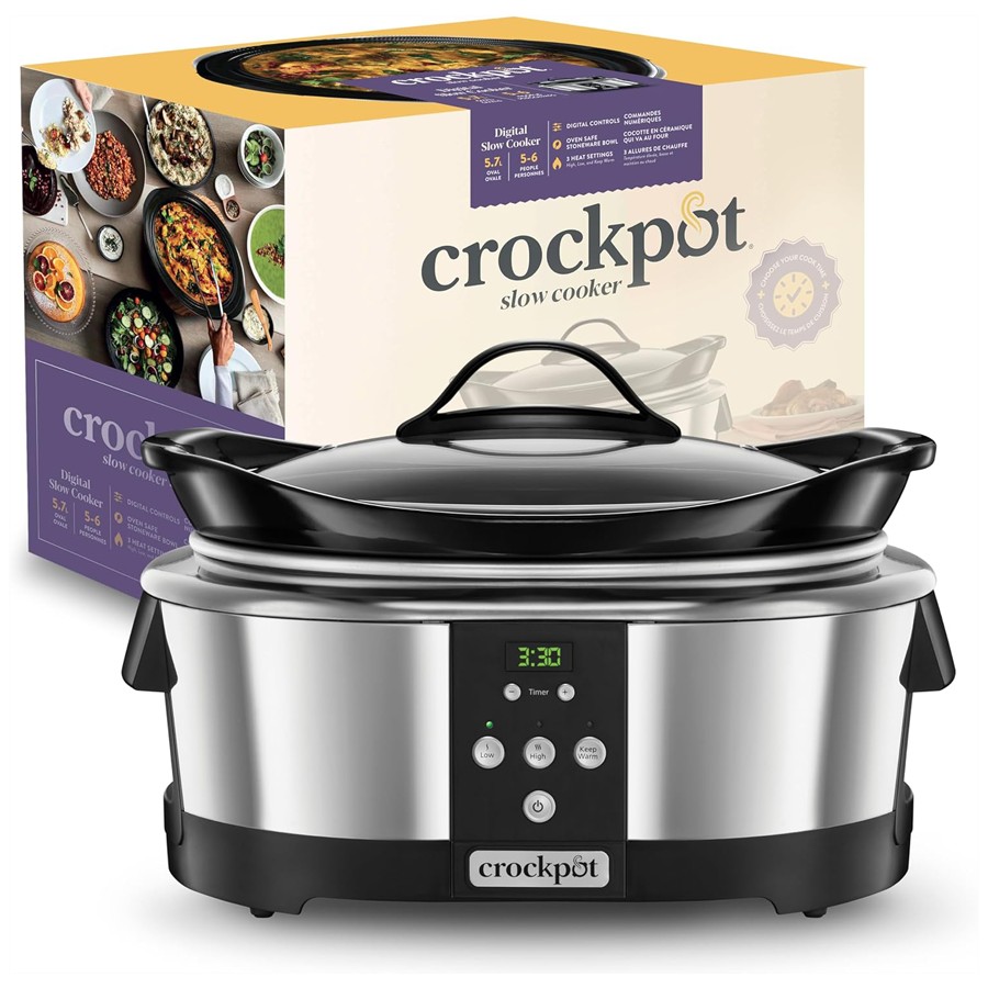product image Crockpot Slow Cooker Oval Silver 5.7 L H 30.0cm x D 28.0cm x W 39.0cm