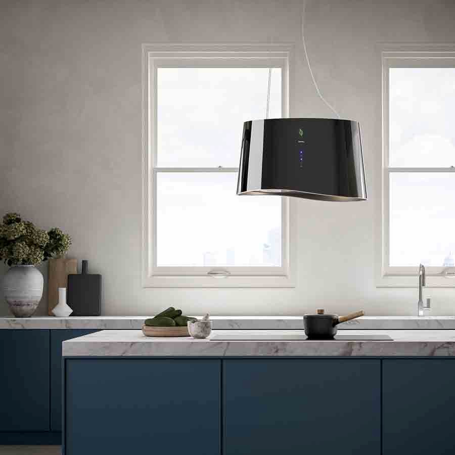product image Falmec Hood Mare E-ION Black Glass 66 cm E.P.CAP.RAL 9005 220-240V 50-60Hz 450 m3/h With Filter